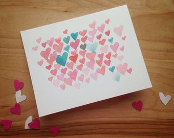 Valentine's Day Card, Greeting card - Pink Hearts