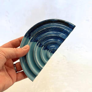 Blue Landscape Ceramic Soap Dish, colourful soap dish, handmade soap dish, made in Scotland