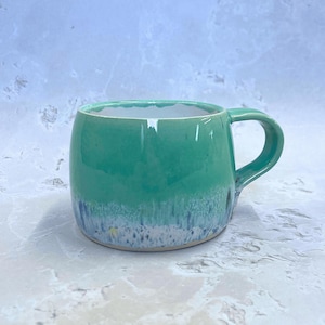 Green Shoreline Large Round Handmade Stoneware Ceramic Colourful Mug