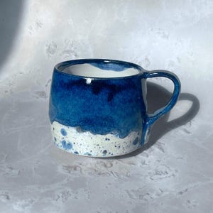 Navy Shoreline Large Round Handmade Stoneware Ceramic Colourful Mug