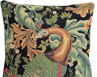 Peacock Pillow Cover - William Morris Blackforest Cushion Cover - Morris Home Decor - Gobelin Pillow Case - Belgian Tapestry Pillow