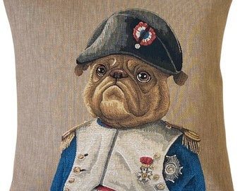 Pug Pillow Cover - Pug Lover Gift - Napoleon Gift - Tapestry Throw Pillow - Quirky Cushion Cover - Anthropomorphic Decor