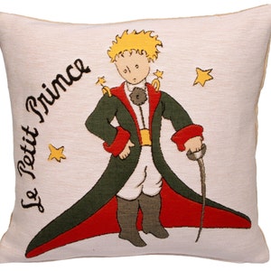 Le Petit Prince Pillow Cover: Belgian Tapestry Cotton Cushion (18x18)