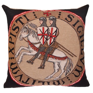 Templar Knights Belgian Tapestry Pillow Cover: Jacquard Woven Cushion