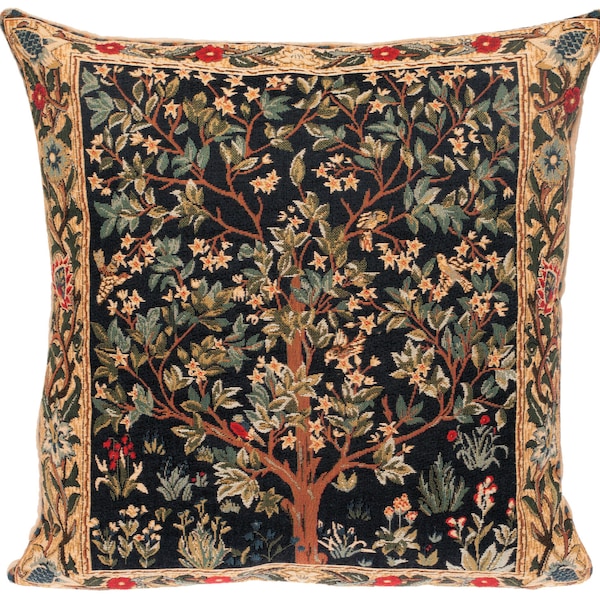 Tree of Life Pillow Cover - William Morris Pillow - William Morris Gift - 18x18 Belgian Tapestry Cushion - Gobelin Pillow - PC-1085