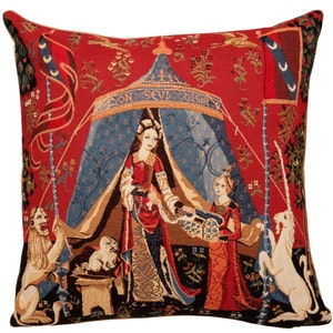 The Lady and the Unicorn Tapestry Cushion Cover: Woven Gobelin Pillow