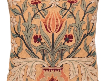 William Morris Tulip Pillow Cover: Belgian Tapestry Cushion (18x18)