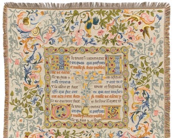 Tapestry Throw Blanket Fairy Tales Medieval Scripture Belgian Tapestry Blanket Throw 56x56 - TT-741