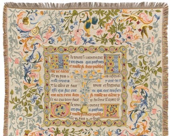 Tapestry Throw Blanket Fairy Tales Medieval Scripture Belgian Tapestry Blanket Throw 56x56 - TT-741