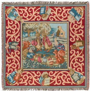 jacquard geweven tapijt gooien baby deken Verhaal van Peter Konijn door Beatrix Potter 56&quot;x56&quot; - TT-746