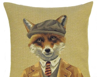 Fox Decor - Fox Pillow Cover - Fox Lover Gift - Funny Fox - 18x18 Belgian Tapestry Pillowcasde - PC-5621
