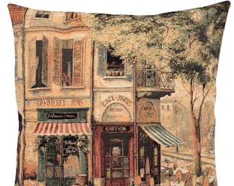 Paris Decor Gift - Paris Pillow Cover - French Decor Gift - Streets of Paris - 18x18 Belgian Tapestry Pillow Cover - PC-5001