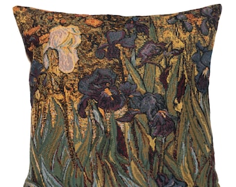 Irises pillow cover - Van Gogh Decor - Van Gogh Gift - Van Gogh Painting - 18x18 Belgian Tapestry Pillow