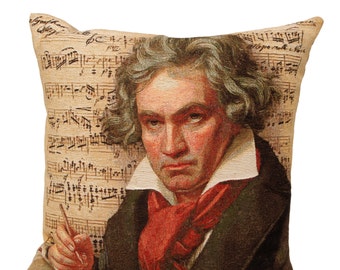 Beethoven Gift - Beethoven Art Pillow Cover - Beethoven Portrait - Belgian Tapestry Cusjion Cover - Musical Gift - Beethoven Decor