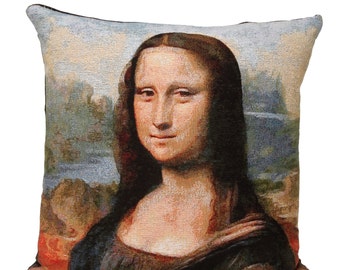 Mona Lisa Pillow Cover - Gioconda Pillow Cover - Mona Lisa Gift - 18x18 Belgian Tapestry Pillow - Michelangelo Gift