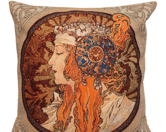 belgian gobelin tapestry cushion pillow cover Rousse Byzantine by Alphonse Mucha - PC-6007