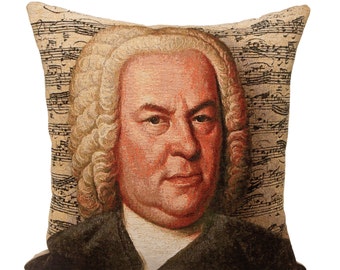 Johannes Sebastian Bach Pillow Cover - Bach Gift - 18x18 Belgian Tapesty Cushion Cover - Musical Gift - PC-1831