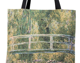 The Bridge of Giverny Handbag - Monet Shoulder Bag - Fine Arts Tote Bag - Tapestry Hobo Bag - Woven Handbag - Monet Gift