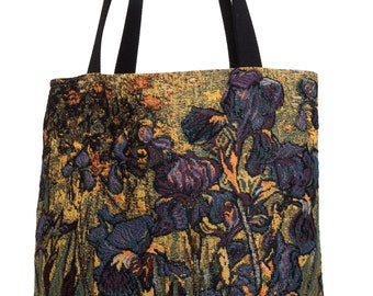 Van Gogh Handbag - Tapestry Tote Bag - iRISES Shoulder Bag - Gobelin Hobo Bag - Museum Gift - Vincent Van Gogh Lover Gift