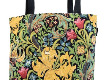 William Morris Handbag - Golden Lily Shoulder Bag - Fine Arts Tote Bag - Tapestry Hobo Bag - Woven Handbag - William Morris Gift