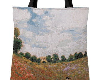 Poppies Field Handbag - Monet Shoulder Bag - Fine Arts Tote Bag - Tapestry Hobo Bag - Woven Handbag - Monet Gift - Poppies Gift