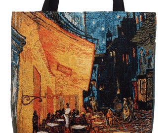 Van Gogh Night Cafe Handbag - Tapestry Tote Bag - Shoulder Bag - Gobelin Hobo Bag - Museum Gift - Vincent Van Gogh Lover Gift