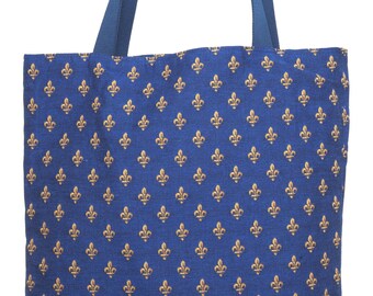 Fleur de Lis Tote Bag - Fleur de Lis Shoulder Bag - Fine Arts Handbag - French Style Hobo Bag - Woven Handbag - Art Gift