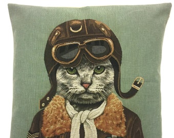 aviation pillow cover - aviation gift - aviation decor - cat decor - cat lover gift - airborne gift - airborne decor - bomber pilot gift