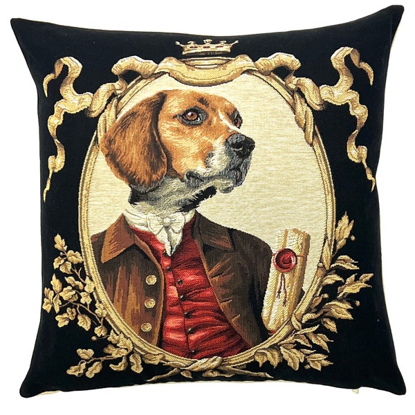 Beagle Pillow Cover - Dog Decor - Coussin anthropomorphe - Housse de coussin en tapisserie belge 18x18