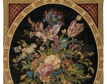 Stillife Tapestry Wall Hanging - Floral Wall Hanging Tapestry - Flower Bouquet Belgian Tapestry - Jan Davidsz De Heem painting