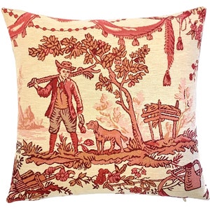 Toile de Jouy Pillow Cover: French Pastoral Tapestry Cushion (18&quot;x18&quot;)