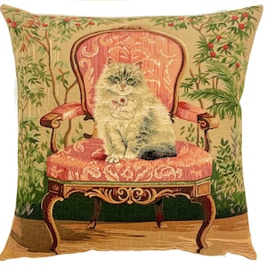 Gobelin Kissenbezug: Katze auf Stuhl Design
