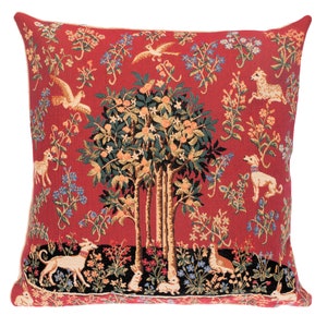 Unicorn Tapestry Pillow Cover: Medieval Tree of Life Cushion