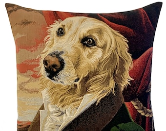 Golden Retriever Pillow Cover - Dog Lover Gift - Dag Art - Decorative Throw Pillow - Jacquard Woven Cushion - 18x18 Pillow Cover