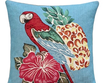 Parrot Pillow Cover - Parrot Decorative Pillow - Parrot Lover Gift - Tropical Decor - 18x18 inch Throw Pillow - Bird Cushion Cover