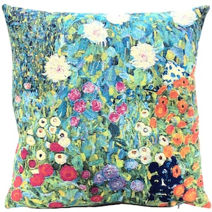Klimt Bauerngarten Pillow Cover: Fine Art Woven Cushion