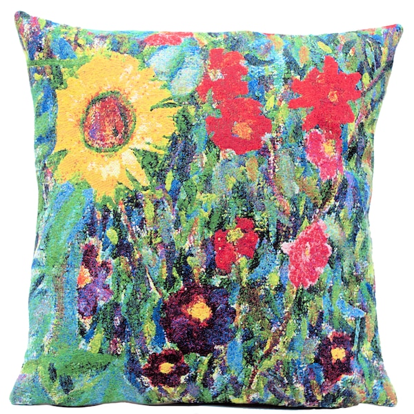 Klimt Sunflower Pillow Cover - Fine Arts Decor -  Gustav Klimt Gift - Floral Pillow Cover - Woven Cushion Cover - Gobelin Pillow