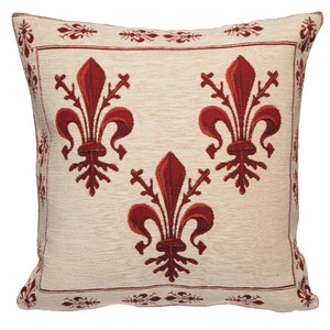 French Accent Pillow - Fleur de Lis Cushion Cover - Fleur de Lis Decor - French Decor - Tapestry Pillow Case - Chenille Pillow Cover