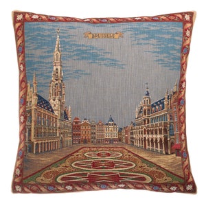 Brussels Decor Gift - Brussels Pillow Cover - Belgian Decor Gift - Brussels Grand Place - 18x18 Belgian Tapestry Pillow Cover