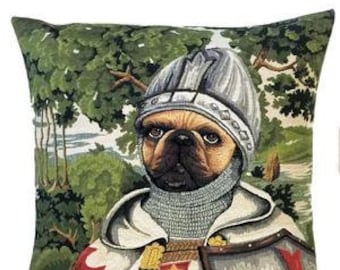 Templar Pillow Cover - Pug Pillow Cover - Pug Lover Gift - Templar Gift - Medieval Decor - Templar Knight