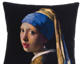 Vermeer Girl With Pearl Pillow Cover - Vermeer Decor - Vermeer Gift - Vermeer Pillow Cover - Vermeer Art Decor - 18x18 Tapestry Cushion