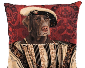 Weimaraner Portrait - Weimaraner Pillow Cover - Quirky Dog Portrait - 18x18 Belgian Tapestry Cushion Cover - Tapestry Decor - French Decor