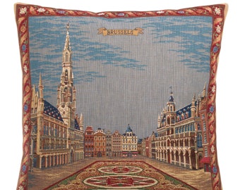 Brussels Decor Gift - Brussels Pillow Cover - Belgian Decor Gift - Brussels Grand Place - 18x18 Belgian Tapestry Pillow Cover