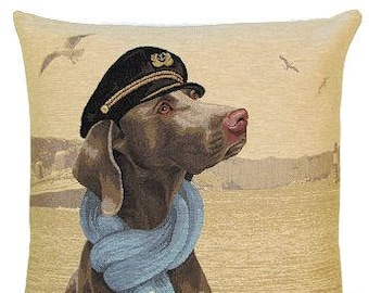 Sailor Weimaraner Cushion Cover - Nautical Decor Pillow Cover - Weiaraner Gift - Dog Decor Throw Pillow - Funny Dog Gift