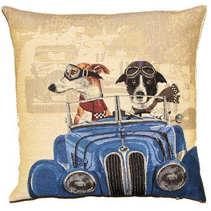 Whippet Pillow Cover - Border Collie Pillow - Funny Dogs Pillow - Dog Lover Gift - Dogs in Car - PC-5154