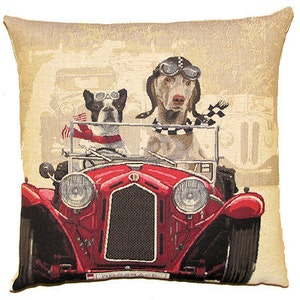 French Bulldog Pillow Cover - Weimaraner Throw Pillow - Dog Lover Gift - Oldtimer Car Pillow - PC-5153