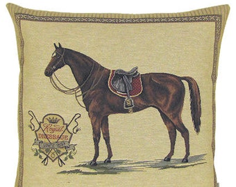 jacquard woven belgian tapestry cushion pillow horse Royal Dressage