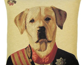 Yellow Labrador Tapestry Pillow Cover: Belgian Dog Cushion