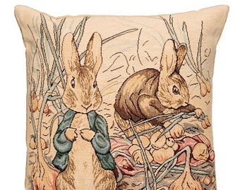 Peter Rabbit Gift - Peter Rabbit Pillow Cover - Beatrix Potter Gift - Beatrix Potter Pillow - 14x14 Belgian Tapestry Cushion Cover