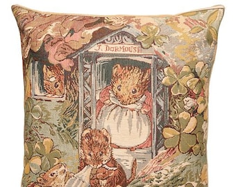 belgian tapestry gobelin cushion throw pillow cover Tale of Mrs.Tittlemouse by Beatrix Potter